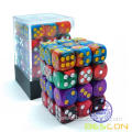 Bescon 12mm 6 Sided Dice 36 in Cube, 12mm Six Sided Die (36) Block of Dice, Gemini Effect in All Assorted Colors